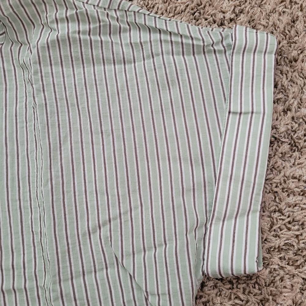 Madewell Dolman Crop Top Stripe Shirt Pistachio Green Brown Ivory Cropped Small - Picture 3 of 9